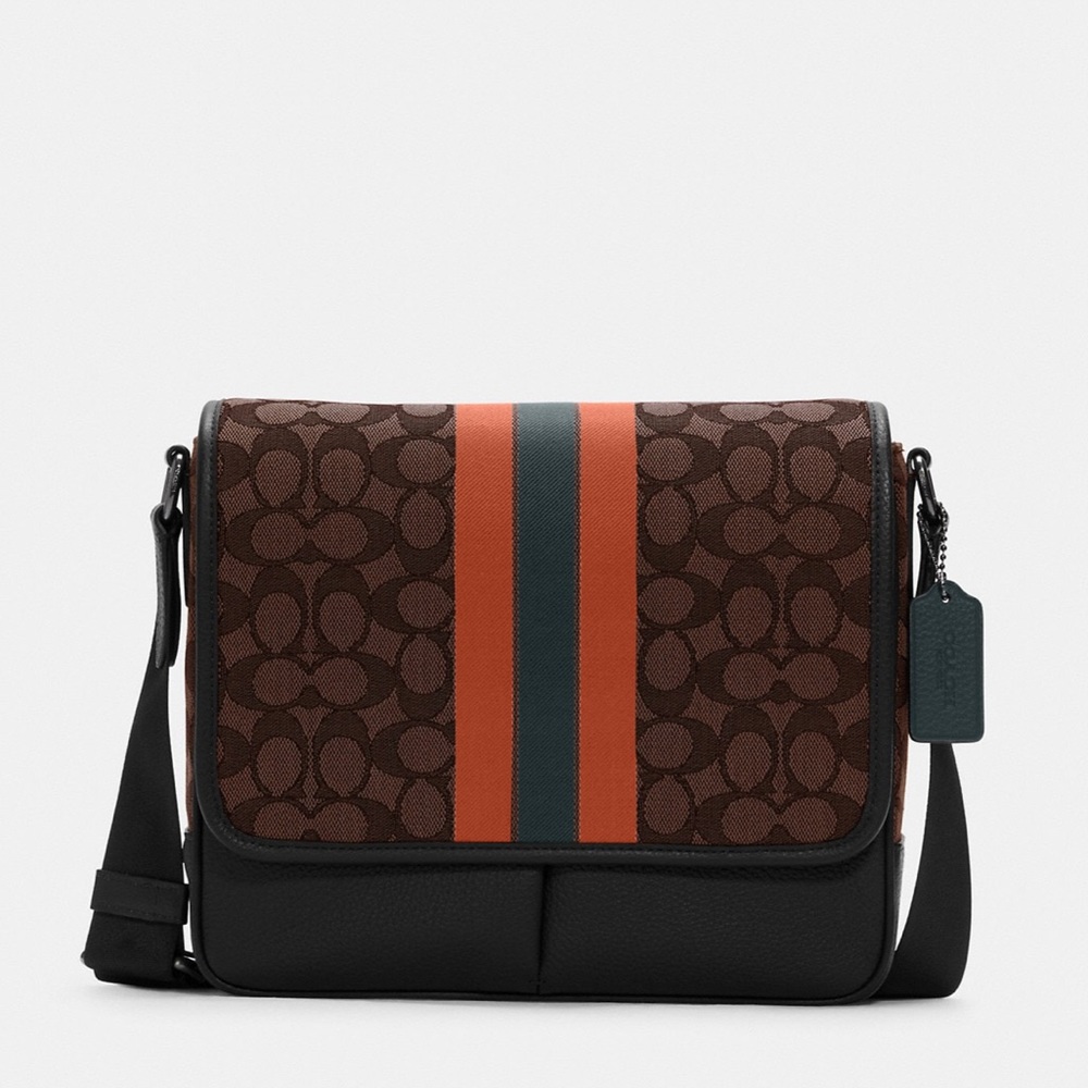 NWT COACH C6583 Thompson Small Map Bag In Signature Jacquard With Stripe